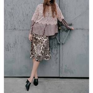 NEW THEO THE LABEL danae print ruched skirt in leopard